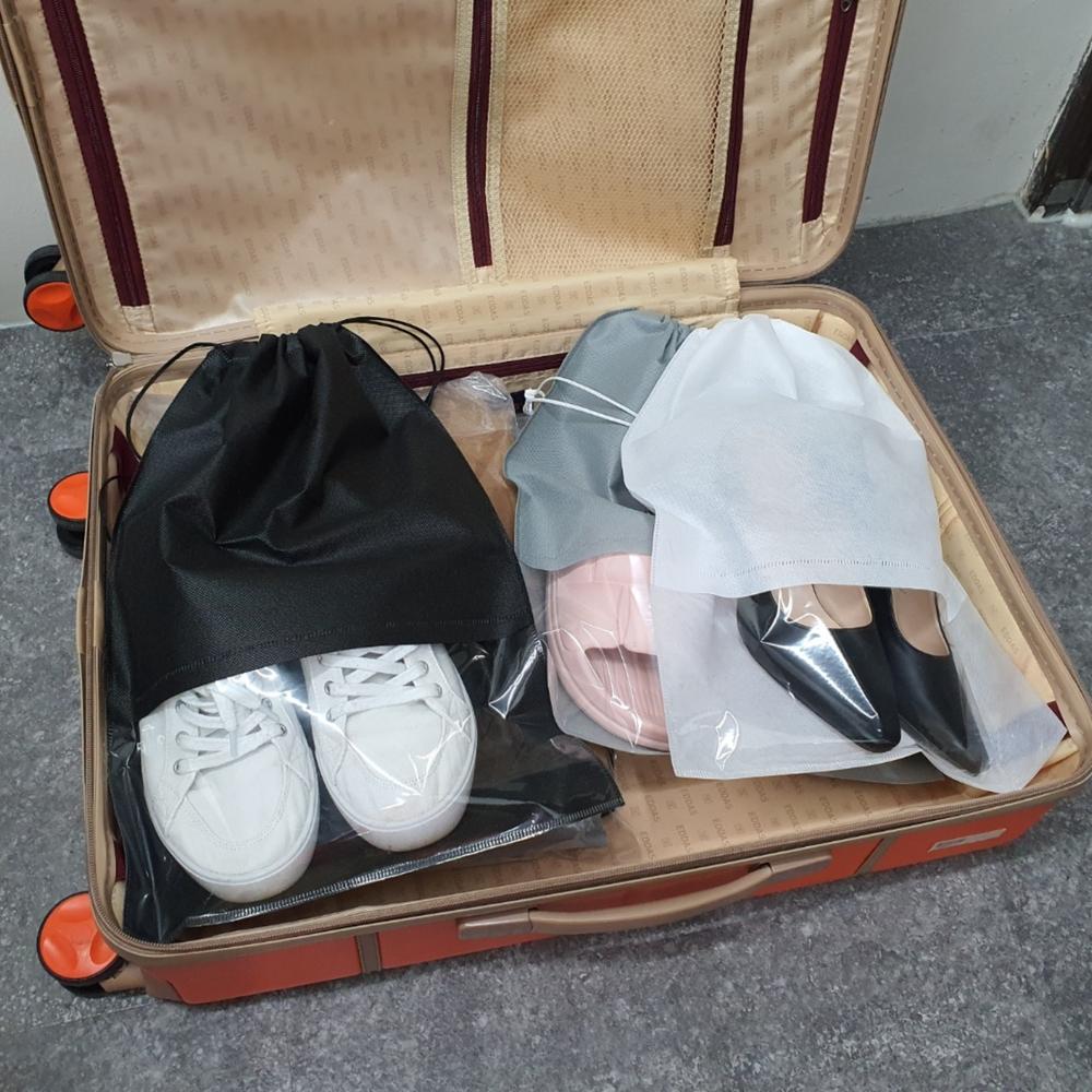 투명창 신발 파우치 검정 부직포 신발주머니 가방