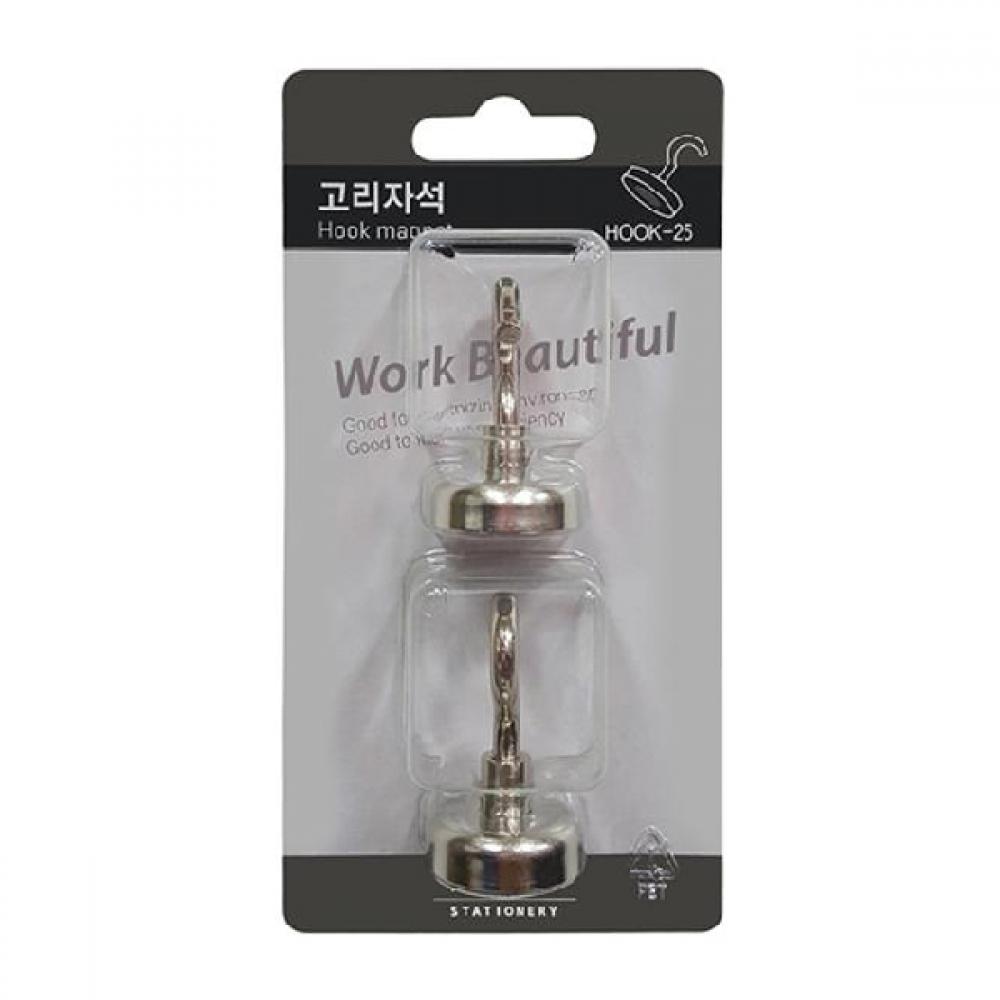 고리자석 후크 강력 네오디움 소품 사무 실내용 2개입 25mm