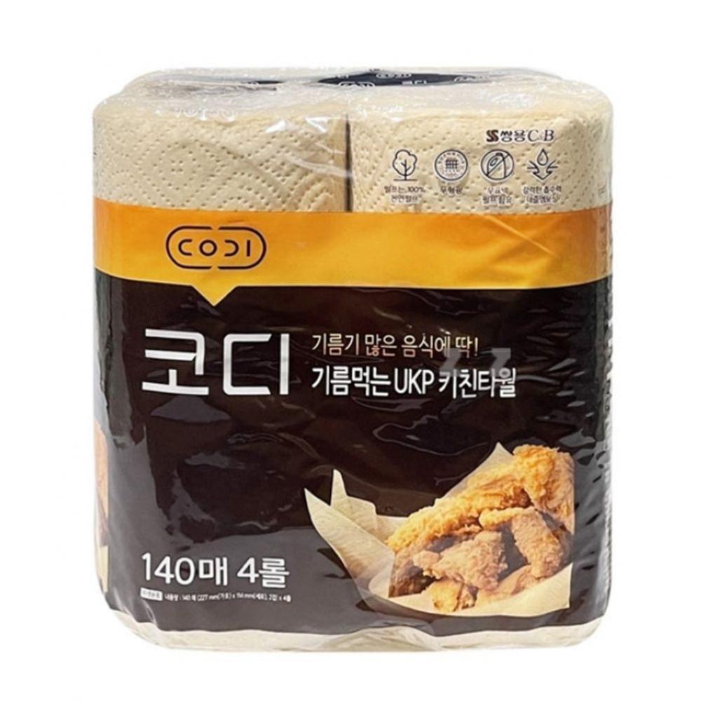 코디 페이퍼타올 140매 4롤 주방행주 행주티슈
