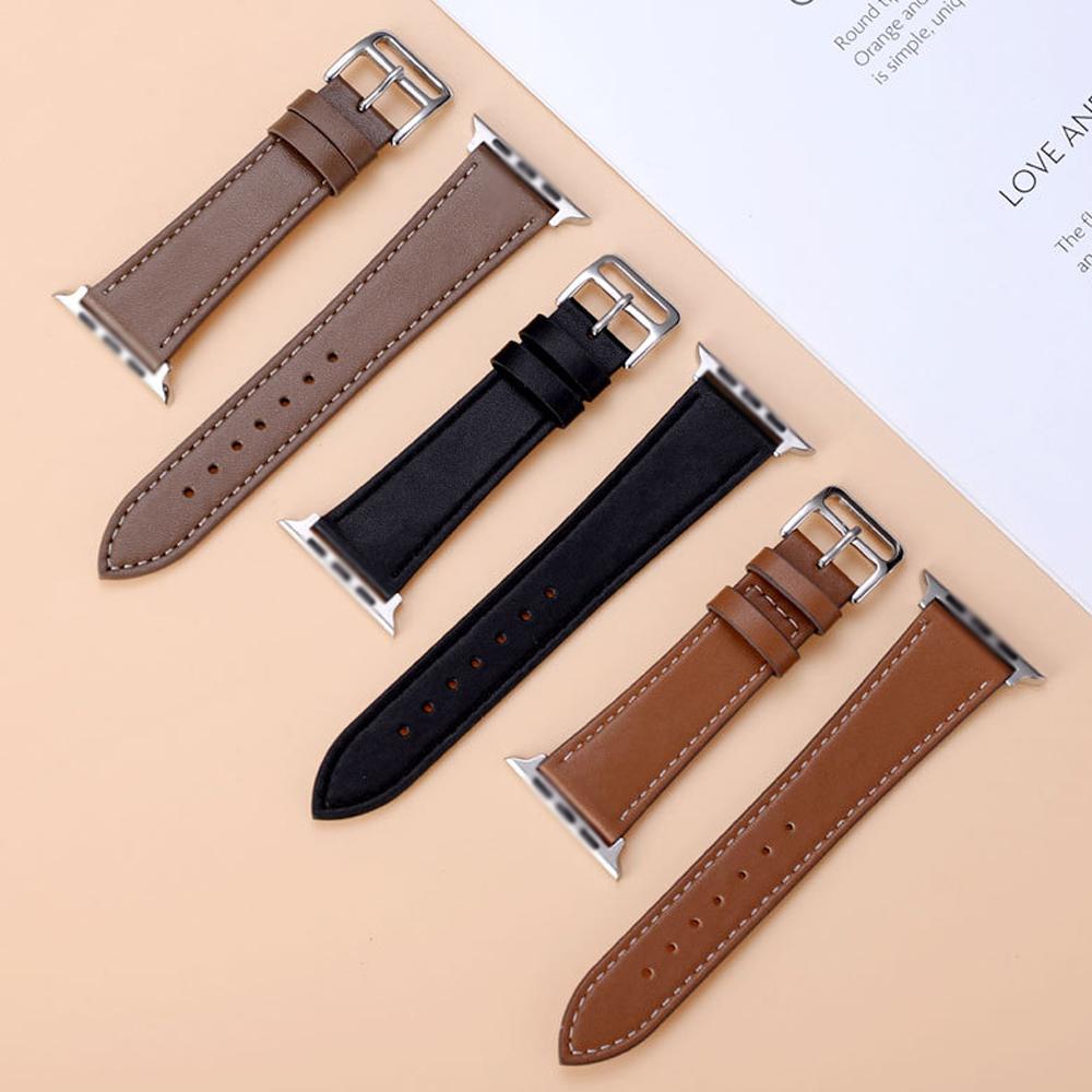 애플워치5 호환 스티치 가죽밴드 스트랩 시계줄 40mm 44mm