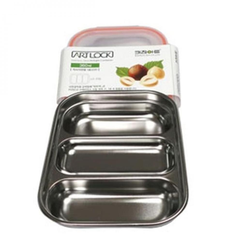 밀폐찬통 김치 보관 스텐반찬통 1호 3구 360ml