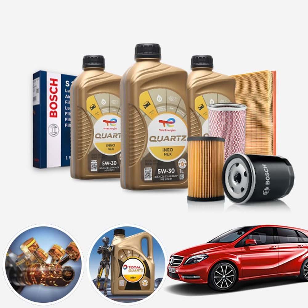 B200 W246 CDI (OM651) 디젤 토탈쿼츠 이네오 넥스 5W30 5W40 합성엔진오일 필터세트 7리터