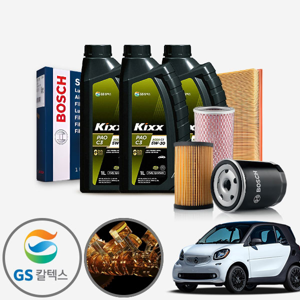스마트 450 가솔린 킥스파오 5W30 5W40 합성엔진오일 필터세트 3리터 에어필터별매+IPEO-718