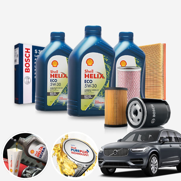 볼보 XC90 3.2 가솔린 쉘 힐릭스 에코 합성엔진오일 5w30 필터세트 7리터