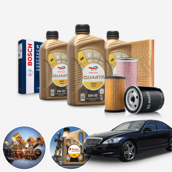 S350 블루텍 OM642 디젤 토탈쿼츠 이네오 넥스 5W30 5W40 합성엔진오일 필터세트 9리터