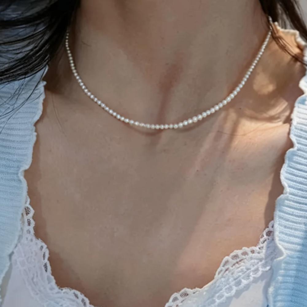 진주 비즈 목걸이 여성 비즈 포인트 레이어드 목걸이