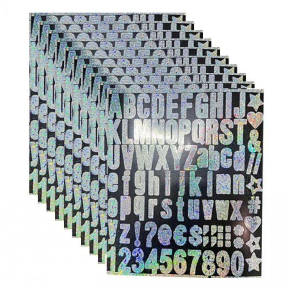 실버 글리터 반짝이 알파벳 숫자 스티커 890pcs 10매