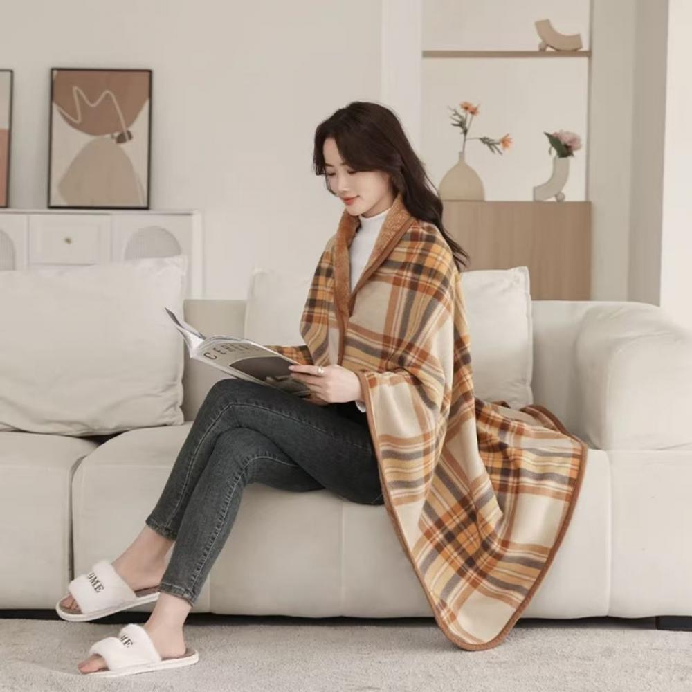 단추형 숄담요 극세사 뚝딱이 어깨 무릎 체크패턴 덮개