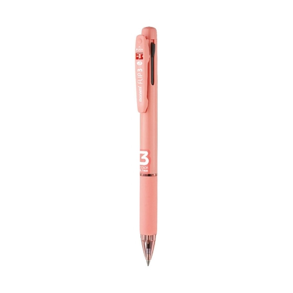 모나미 플립3 3색 유성볼펜 0.7mm 파파야 (불투명 바디) 멀티펜 / 검+청+적 (1개입)