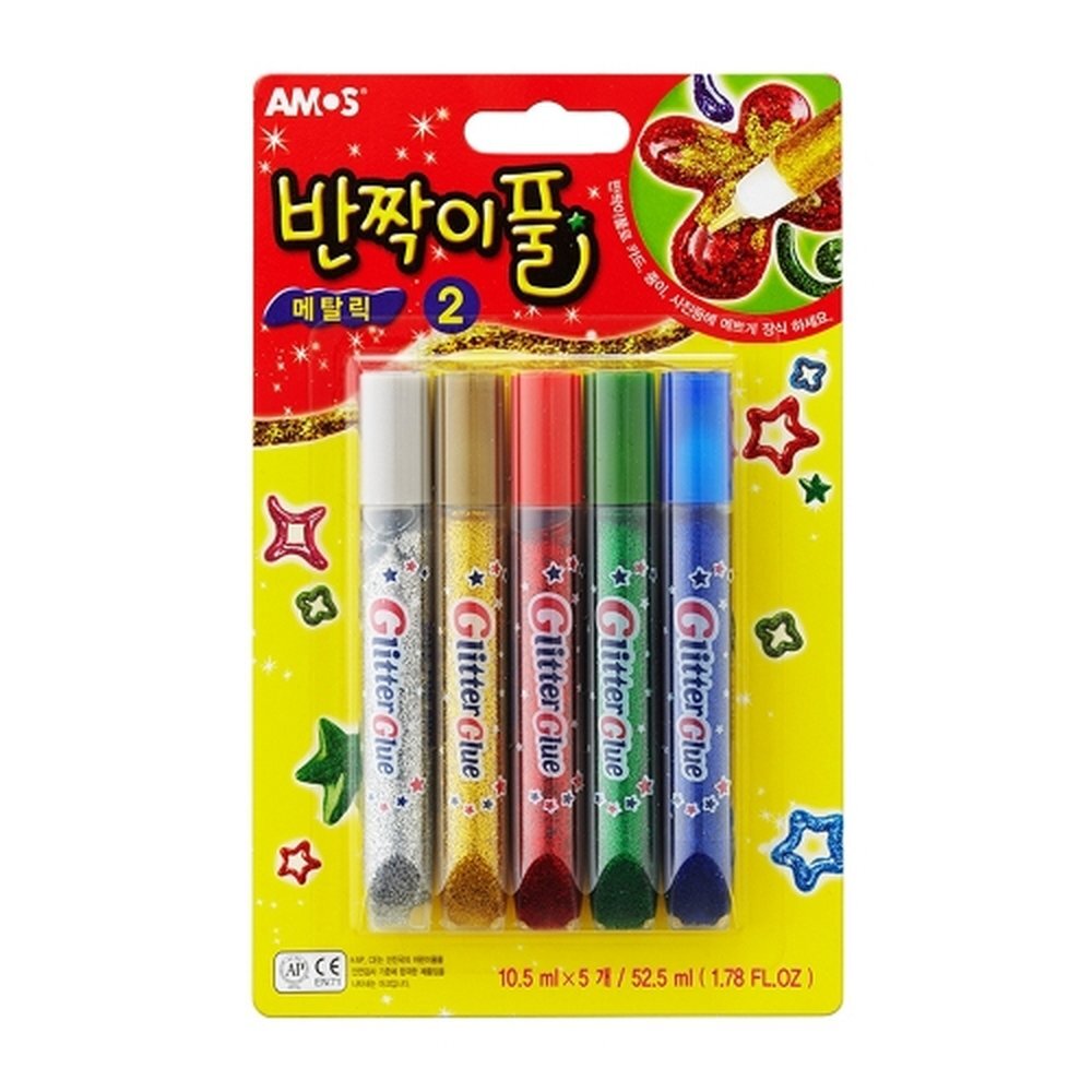 아모스 반짝이풀2 메탈릭 미술놀이 / 10.5mlx5색 (1개입)