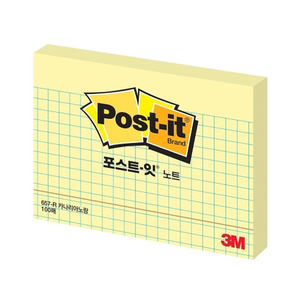3M 포스트잇 일반격자 657R 노랑 / (102x76 100매) (1개입)