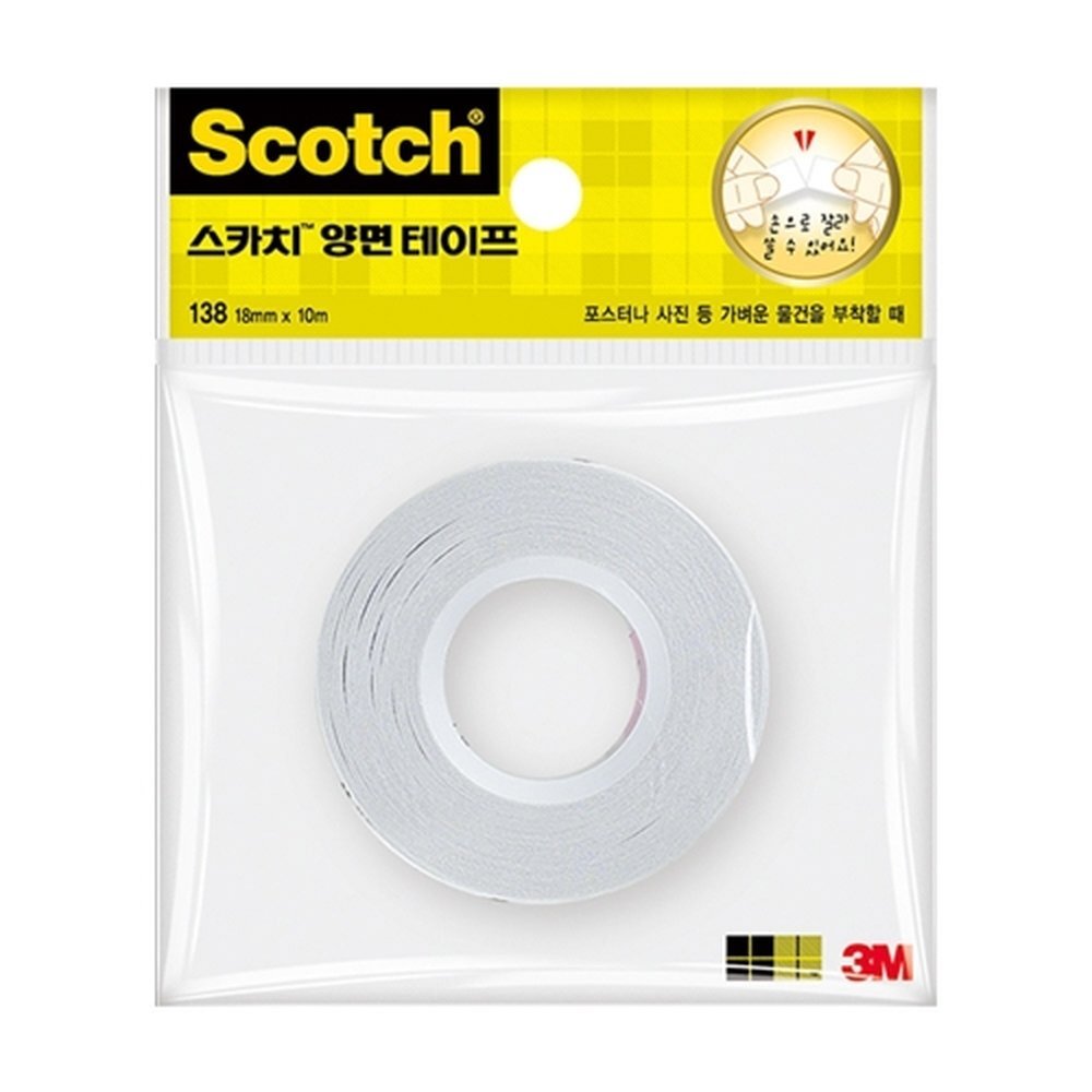 3M 스카치 종이양면테이프 138 18mmx10m / 18mmx10m (1개입)