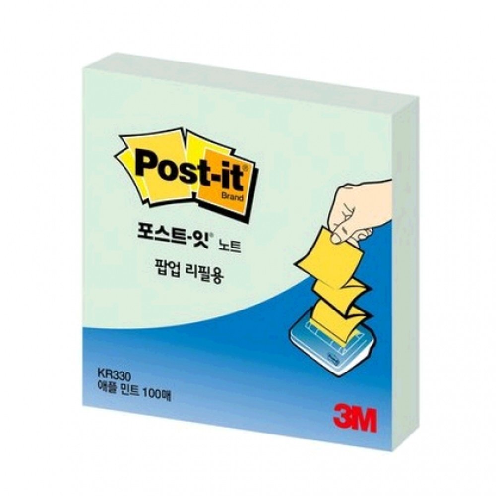 3M 포스트잇 팝업리필 KR330(654) 애플민트 / (76x76 100매) (1개입)