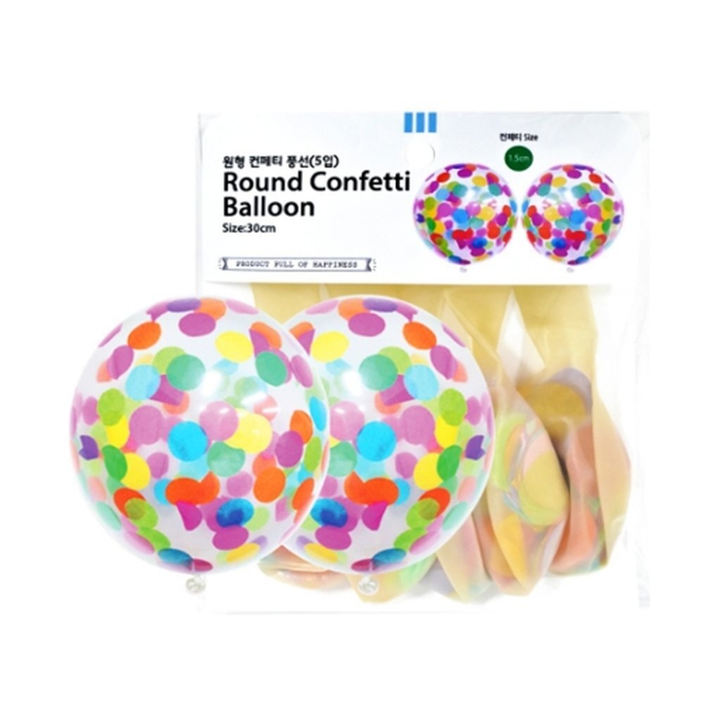 파티클럽 30cm원형컨페티풍선(5입) BB05 (1개입)