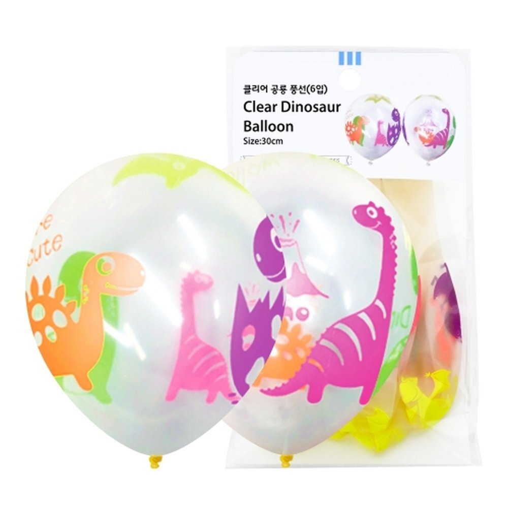 파티클럽 30CM 클리어 공룡풍선 6입 (BB05) (1개입)