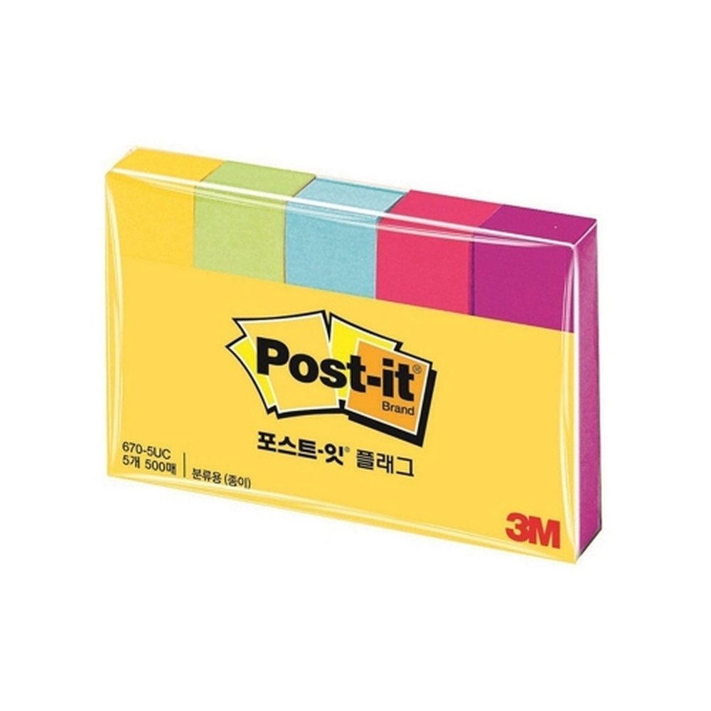 3M 포스트잇 페이지마커 670-5UC 점착식 메모지 / 50x15mm 100매 5패드 (1개입)
