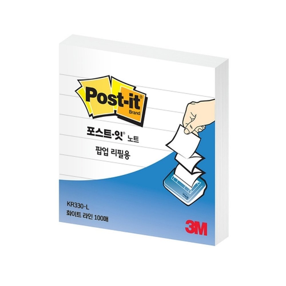3M 포스트잇 노트 팝업리필 KR-330-L 화이트라인 (1개입)