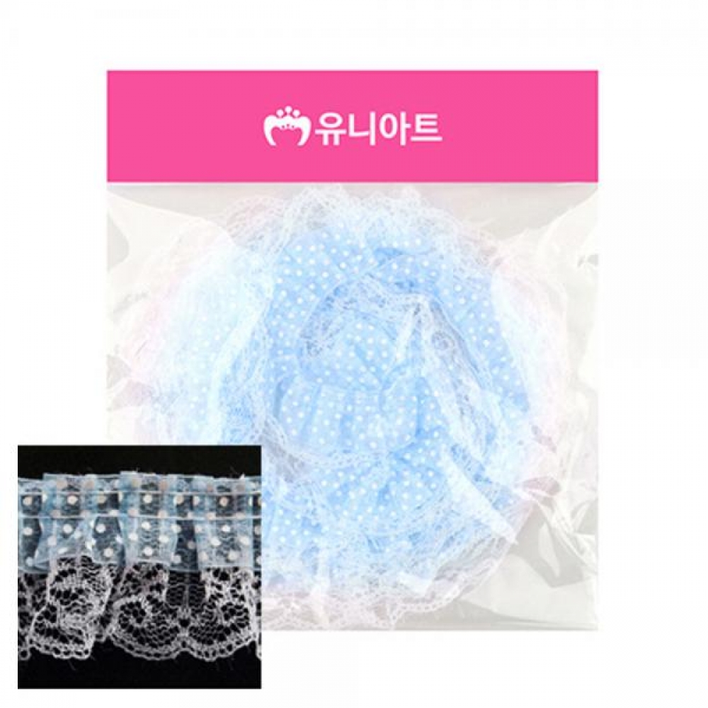 유니아트 2000 땡땡이 레이스 (하늘)