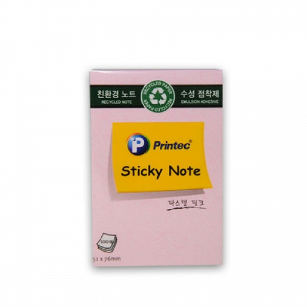 프린텍)스티키노트 친환경핑크(51x76100매)E5176P