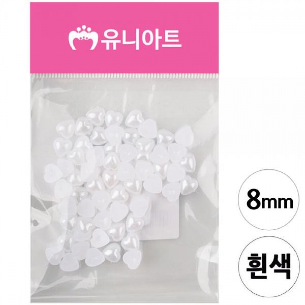 유니아트 1000 반쪽 진주 (하트) (흰색) (8mm)