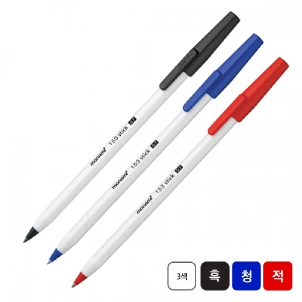 모나미)153스틱볼펜(0.7mm 적 12개입)