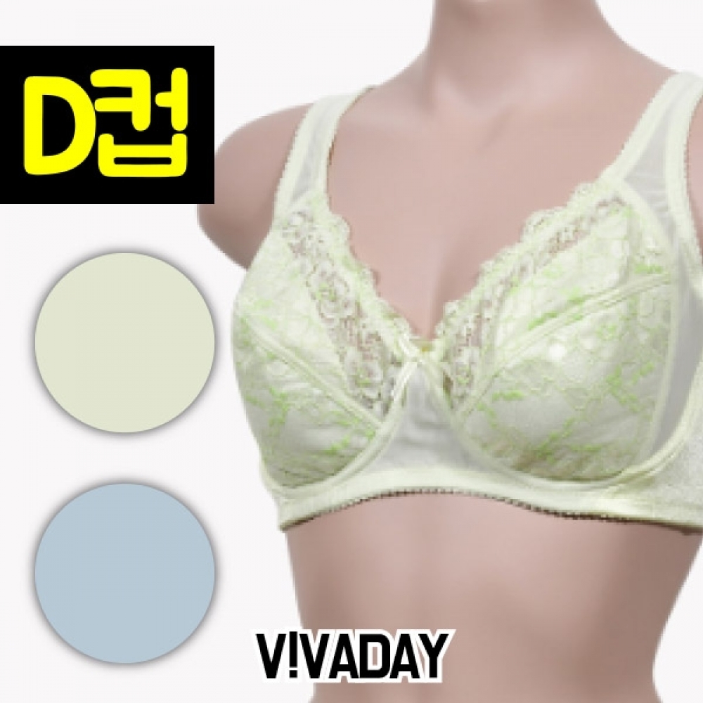 VIVADAY-PB29 레이스 노와이어 D컵 브라