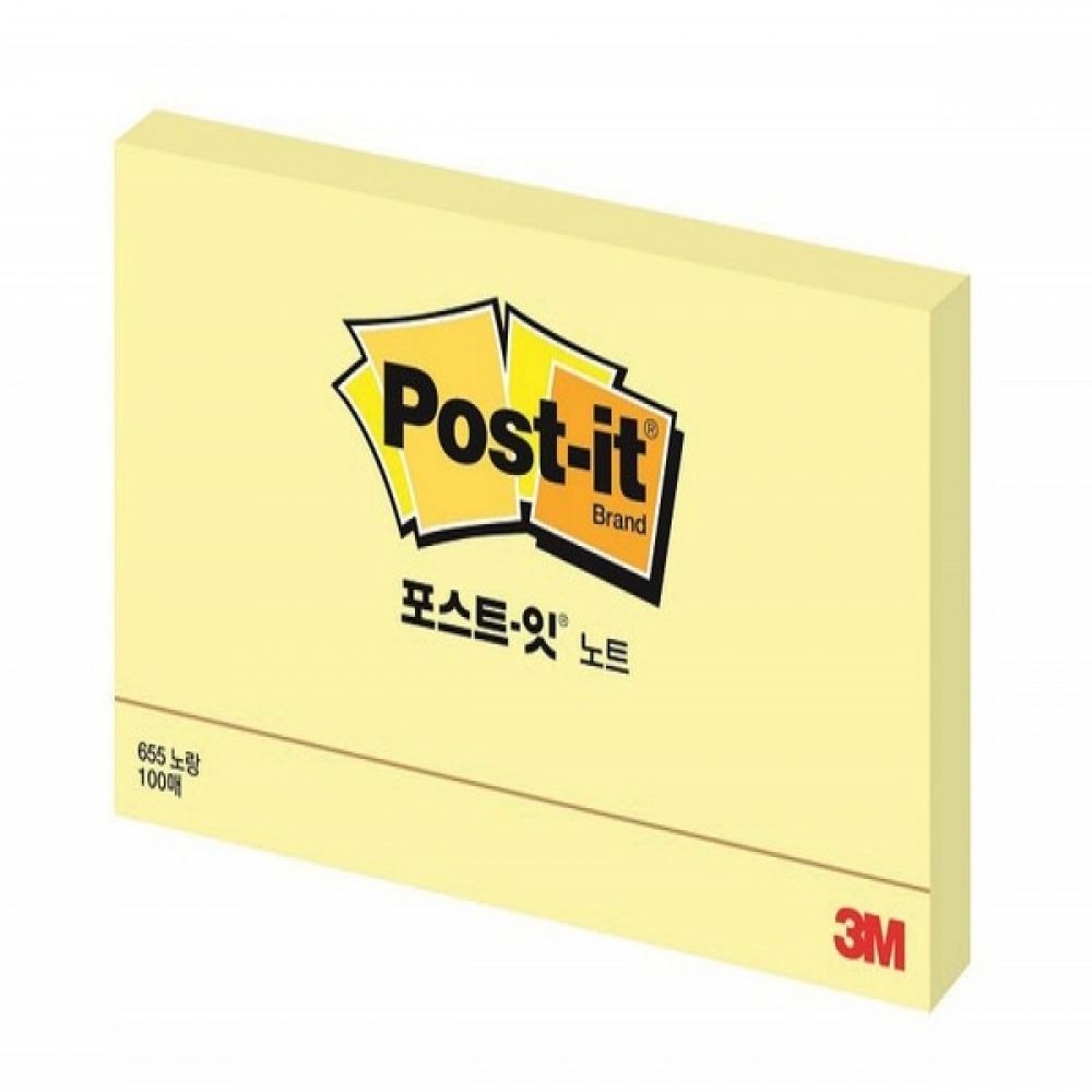 3M 포스트잇 655 일반노트 노랑