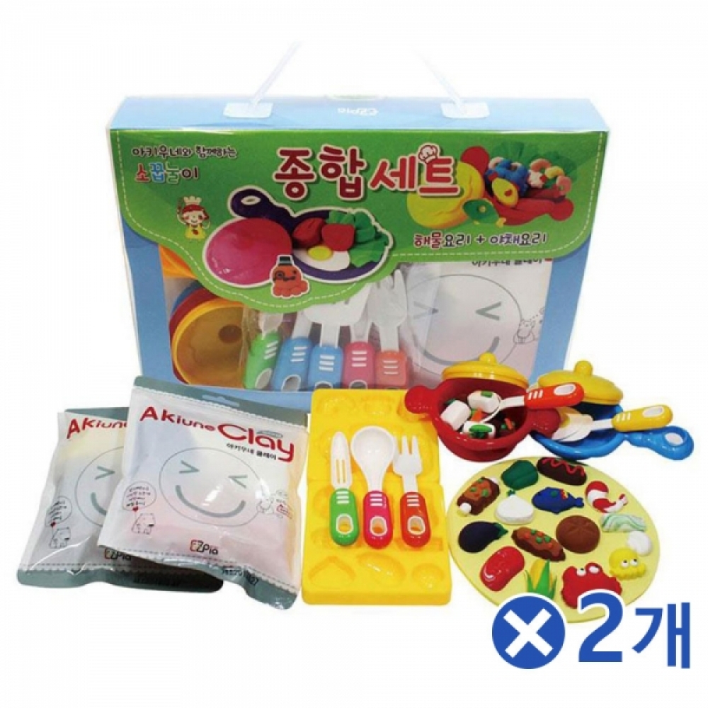 아키우네 클레이 소꿉놀이 종합세트x2개 유아 만들기